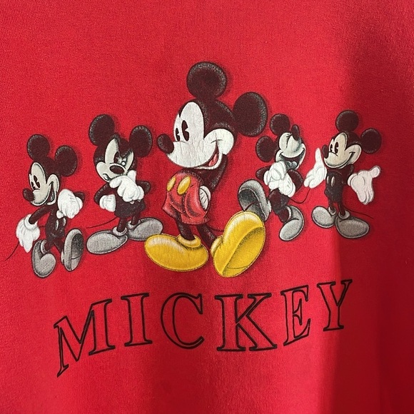 VTG Tourist Mickey Crewneck Sweatshirt XL Red Mouse 90s Americana Merch Disney - Picture 6 of 14